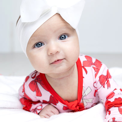 Red Bows Ruffle Footie