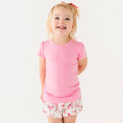 Plush Shorts-Pink Bows