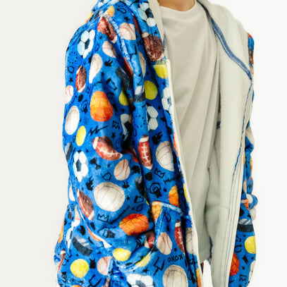 Plush Zip Hoodie -BLUE SPORTS