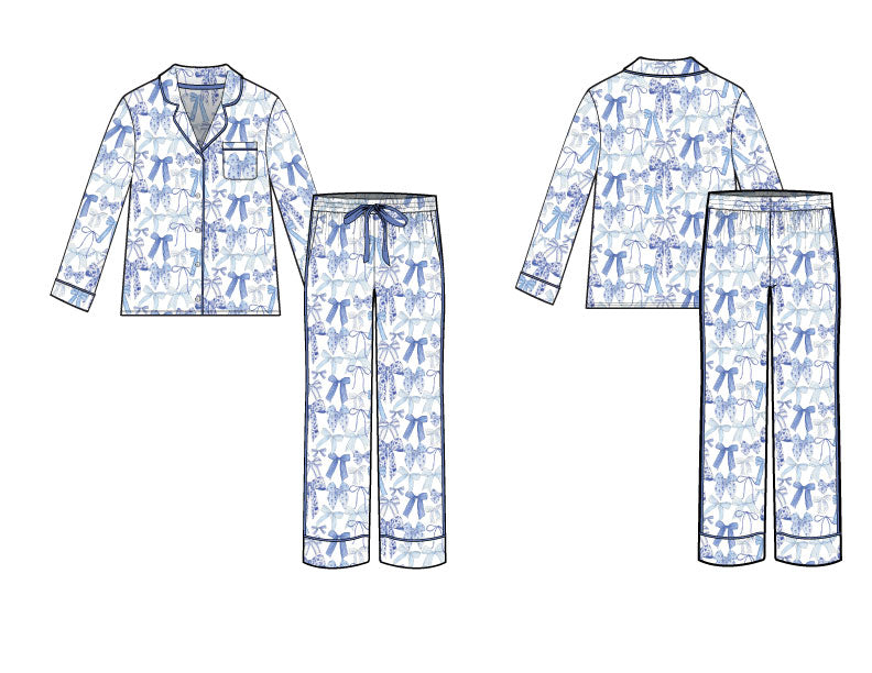 Woman's Kellyanne's Bows Button Down PJ Set