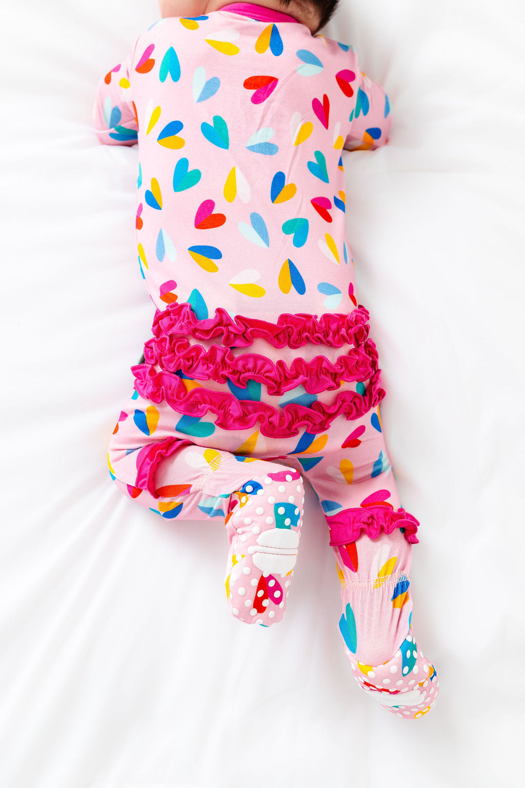 Two Tone Hearts Ruffle Footy