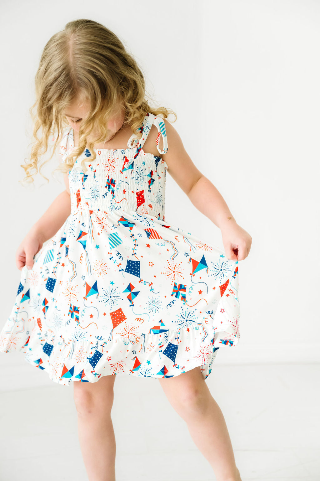 Kites Tie Smocked Sleeveless Dress