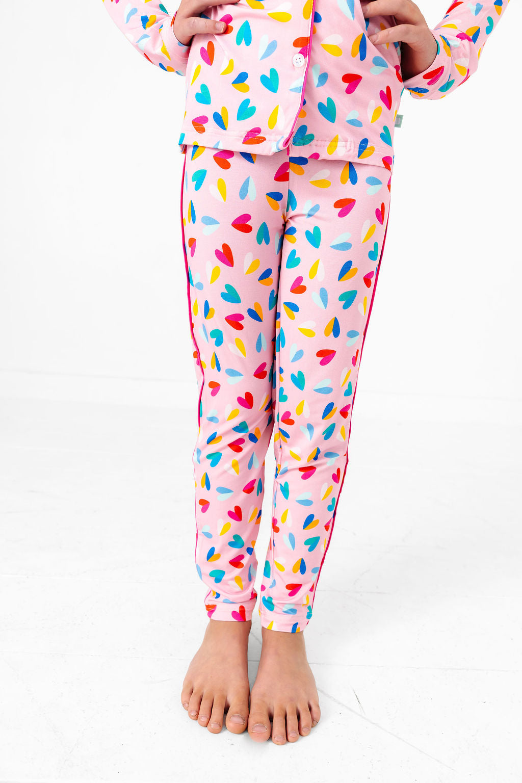 Tween Two Tone Hearts Button Down PJ's
