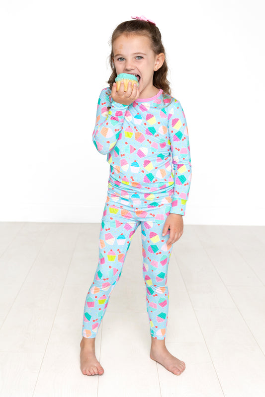 Blue Cupcake Long Sleeve Jammies Set