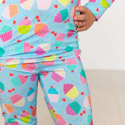Blue Cupcake Long Sleeve Jammies Set