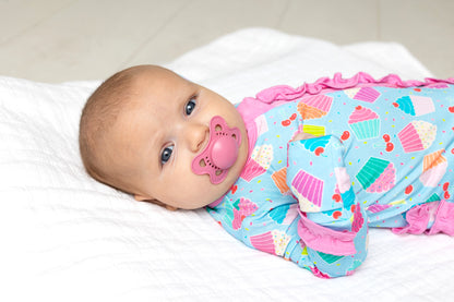 Blue Cupcake Ruffle Footie