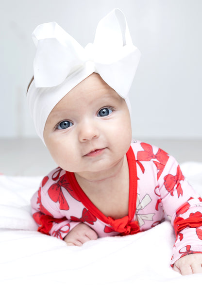 Red Bows Ruffle Footie