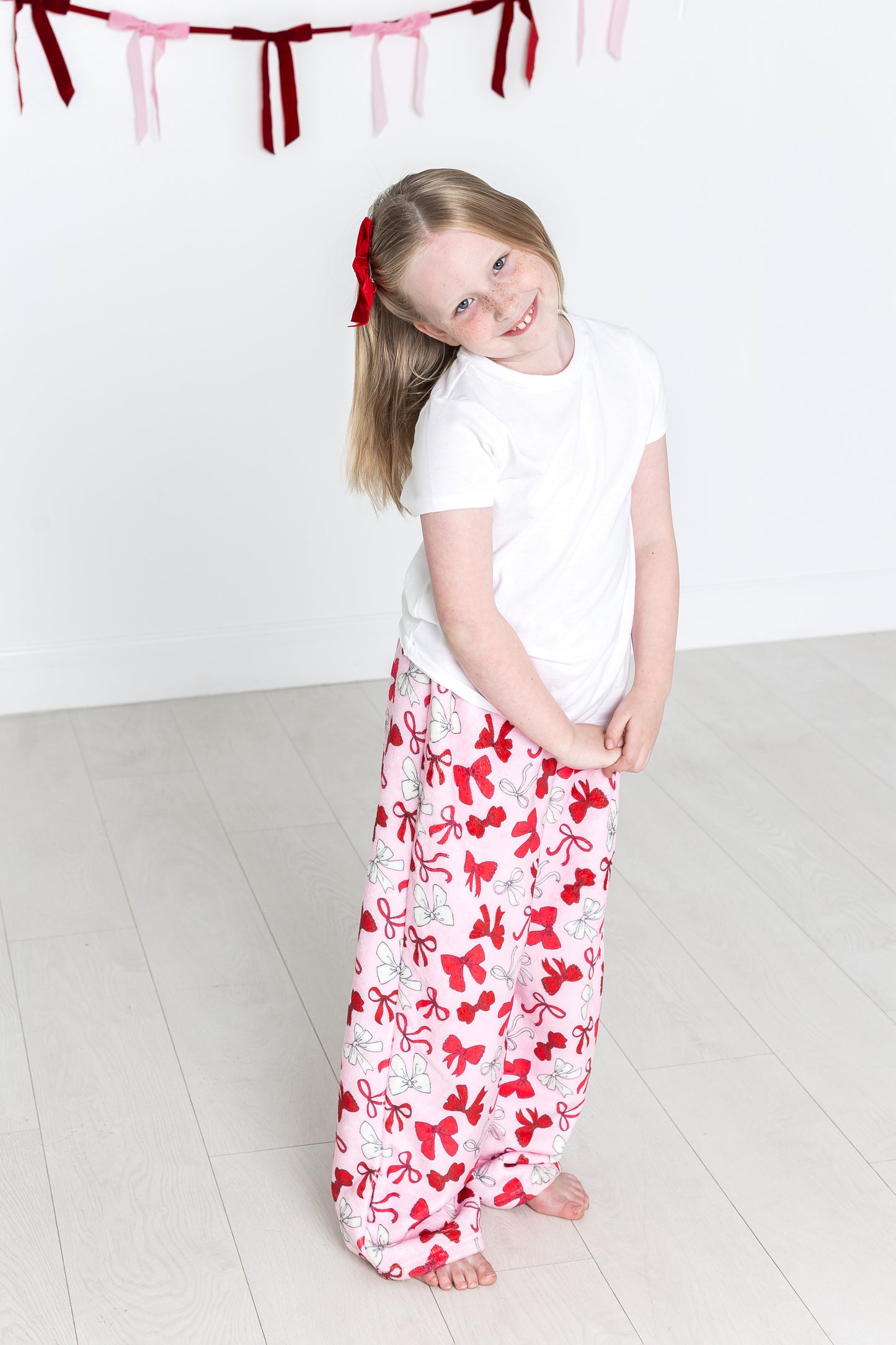 Plush Pants-Red Bows