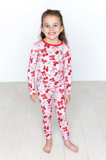 Red Bows Long Sleeve Jammies Set