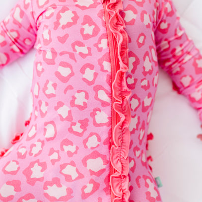 Pink Leopard Ruffle Footsie