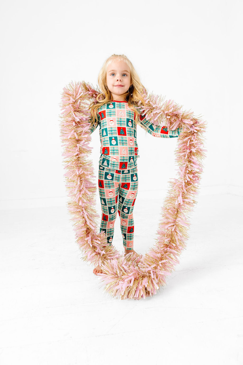 Patchwork Santa Long Sleeve Jammies Set