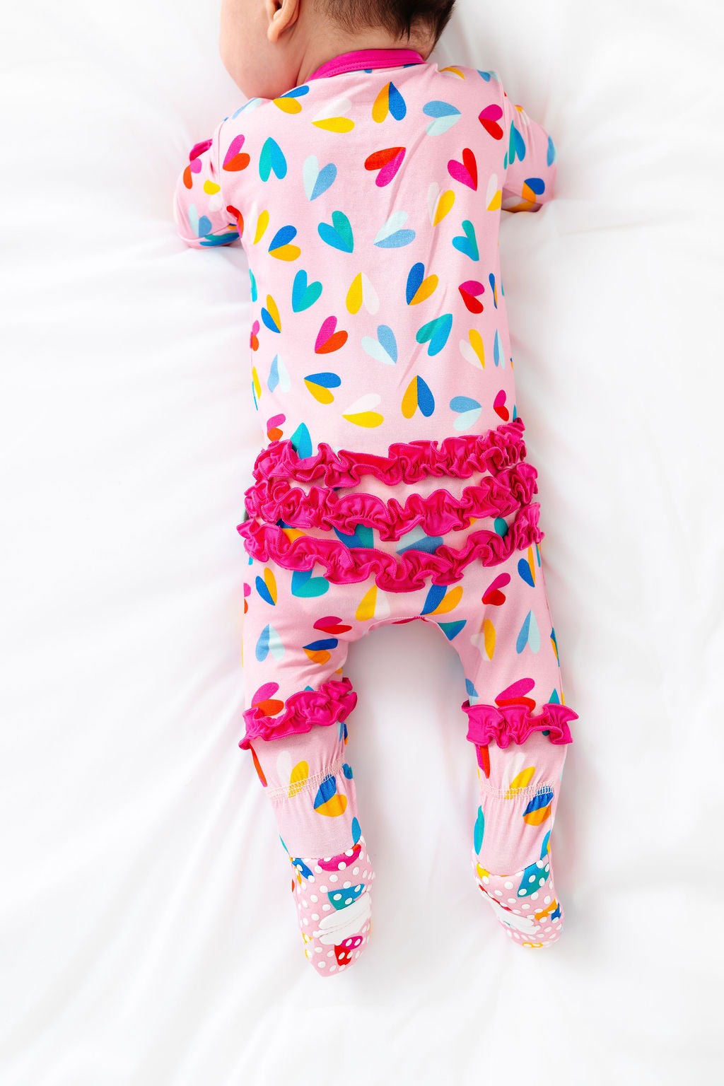 Two Tone Hearts Ruffle Footy