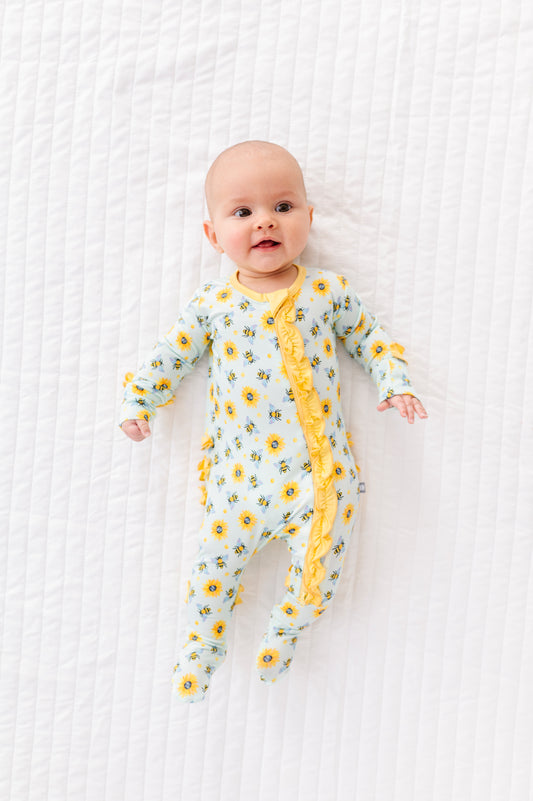 Honey Bees Ruffle Footie
