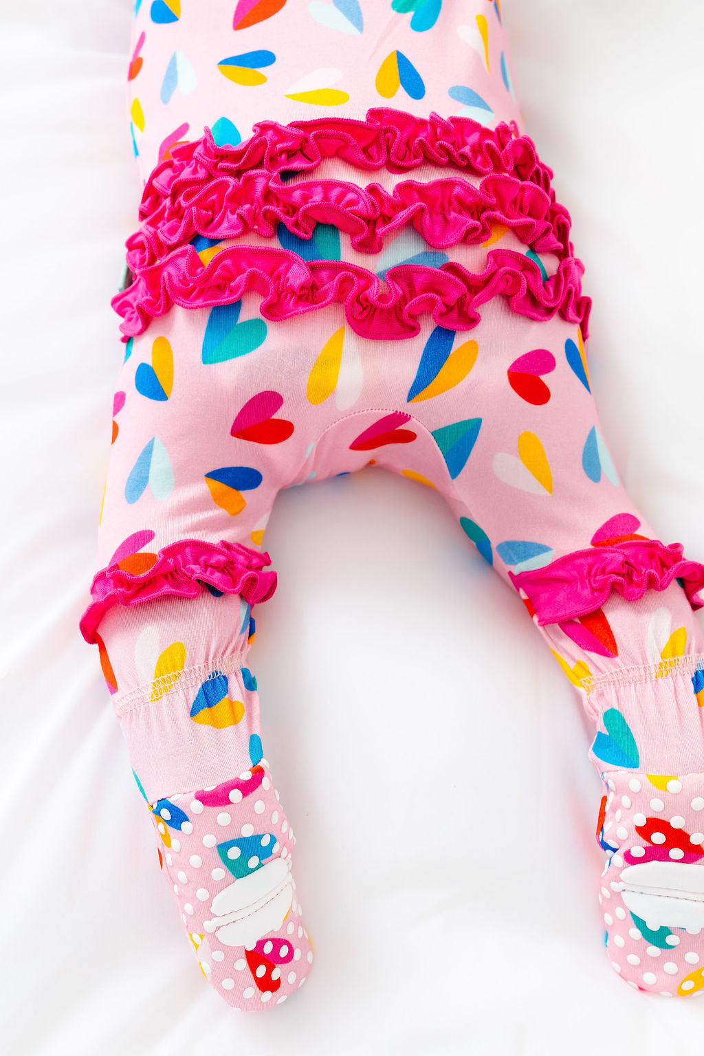 Two Tone Hearts Ruffle Footy