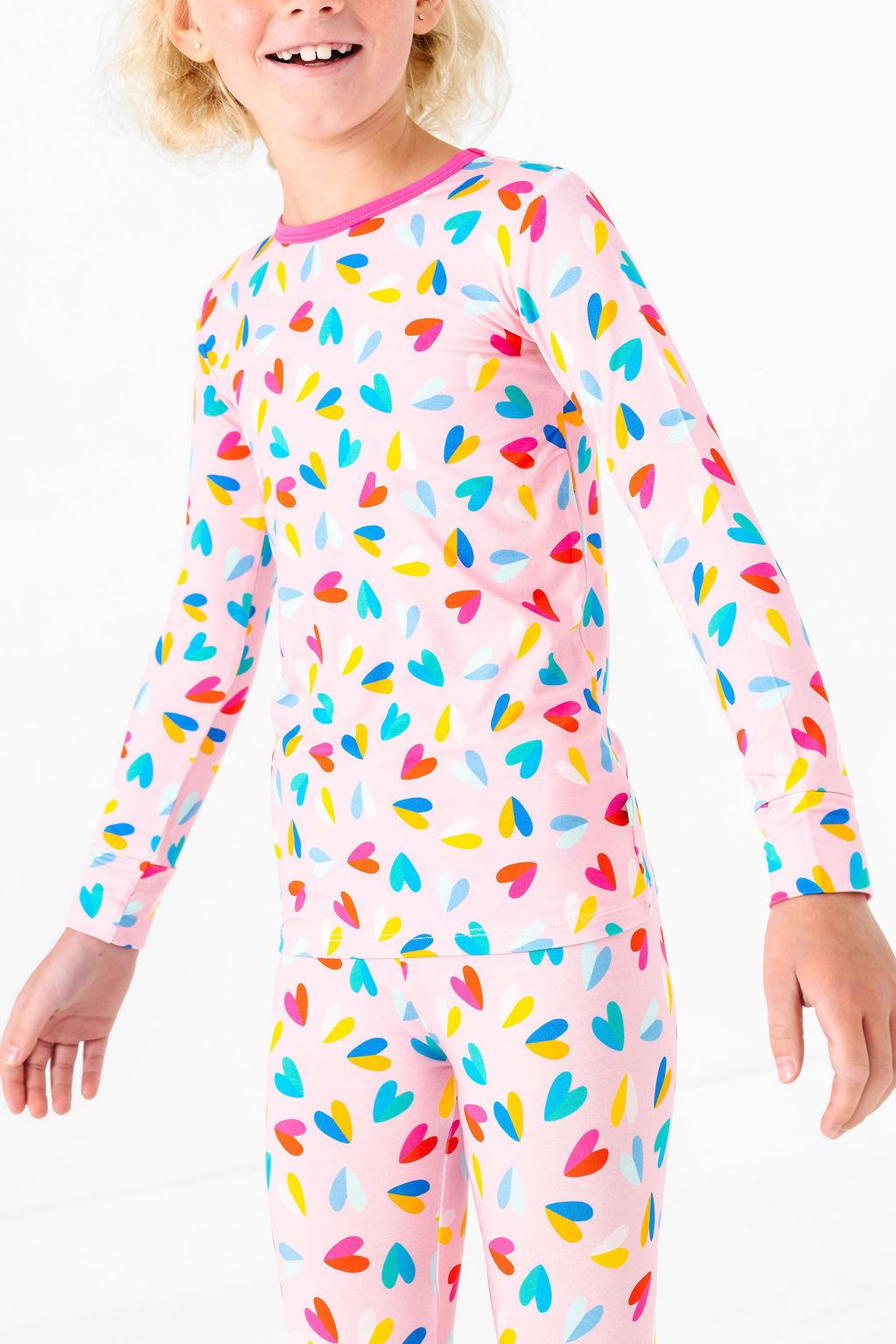 Two Tone Hearts Long Sleeve Jammies Set