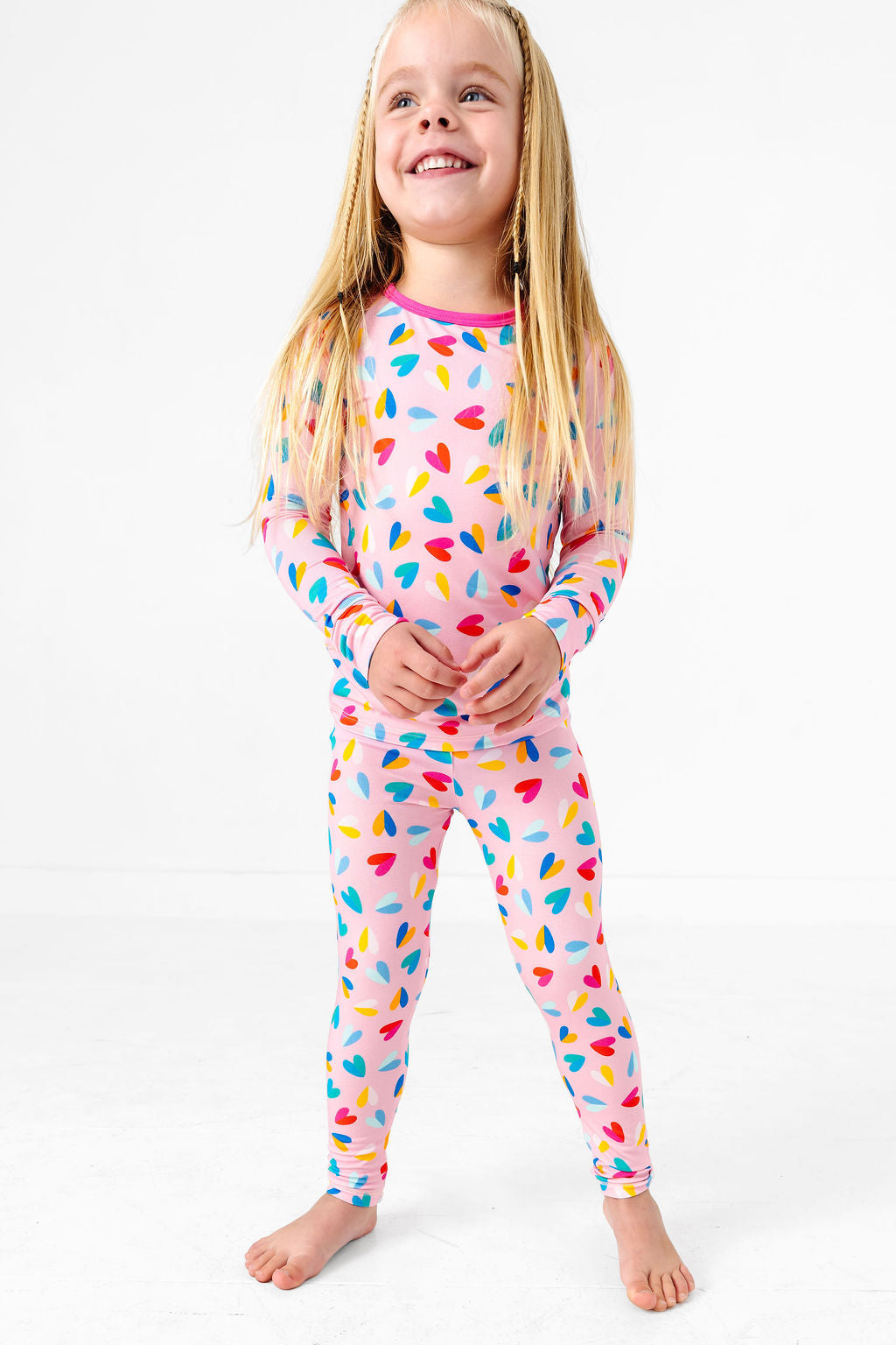 Two Tone Hearts Long Sleeve Jammies Set