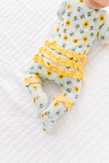 Honey Bees Ruffle Footie