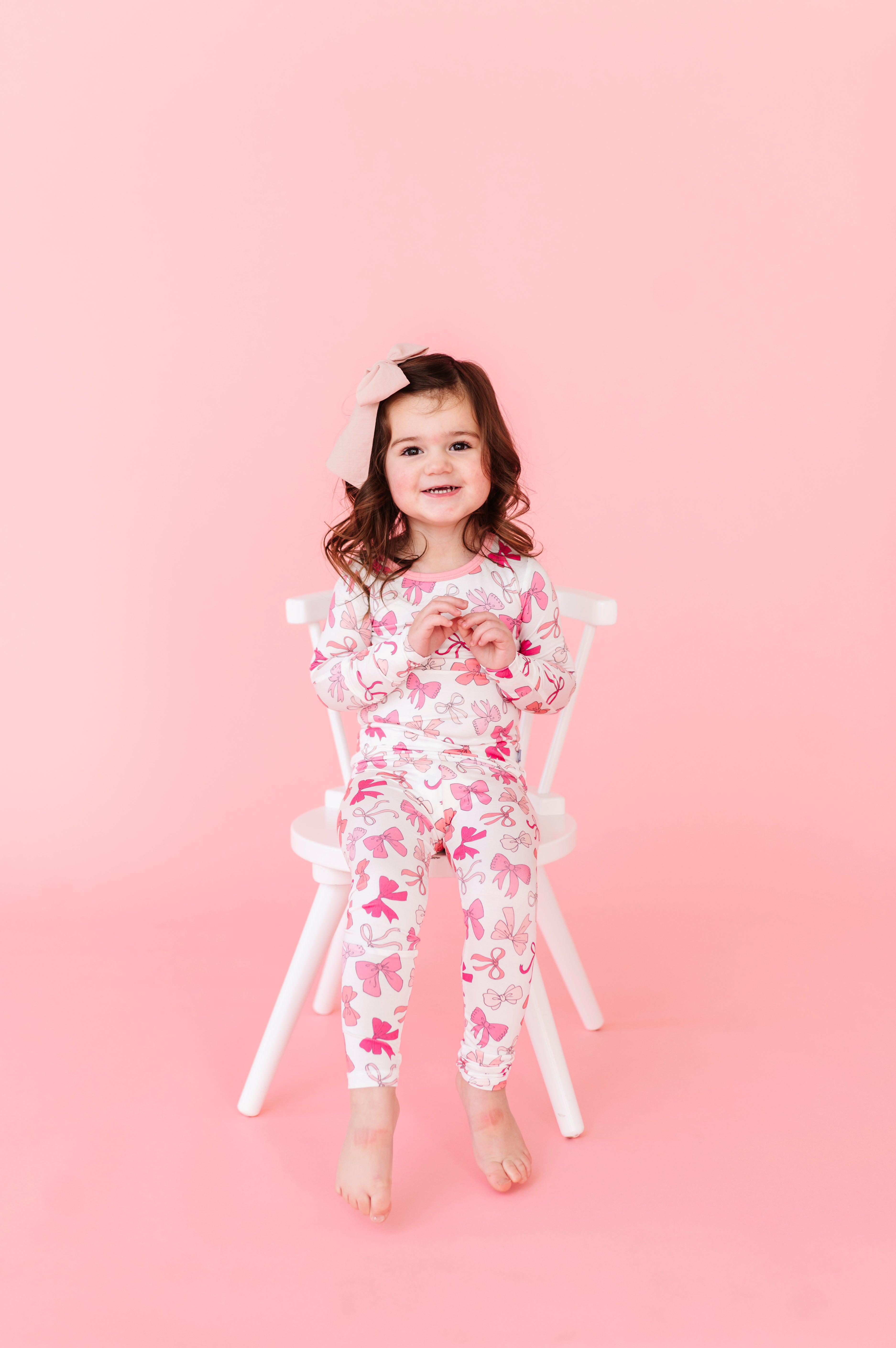 Pink Bows Long Sleeve Jammies Set