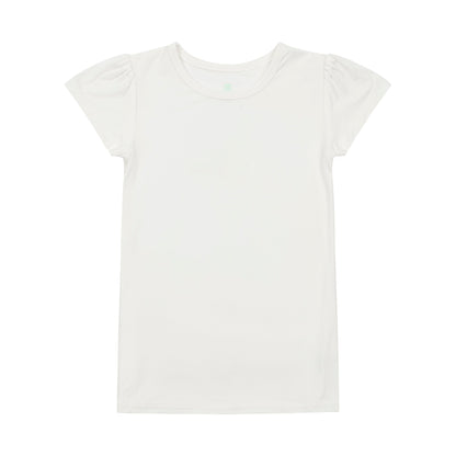 Little Girls Cap Sleeve Tee - White