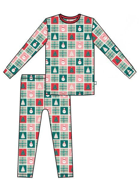 Patchwork Santa Long Sleeve Jammies Set
