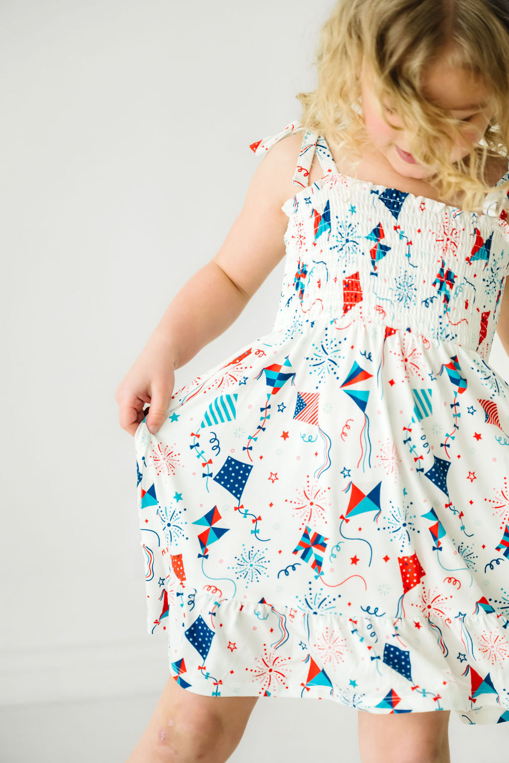 Kites Tie Smocked Sleeveless Dress