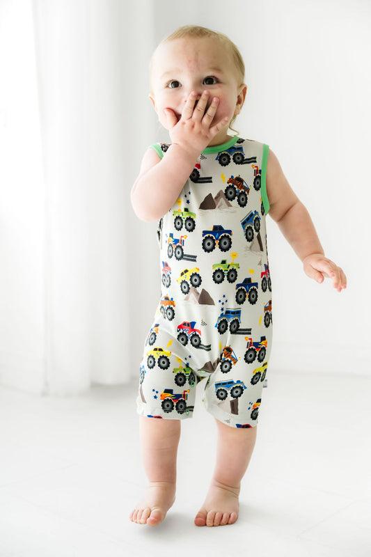 Monster Trucks Sleeveless Shortie Romper