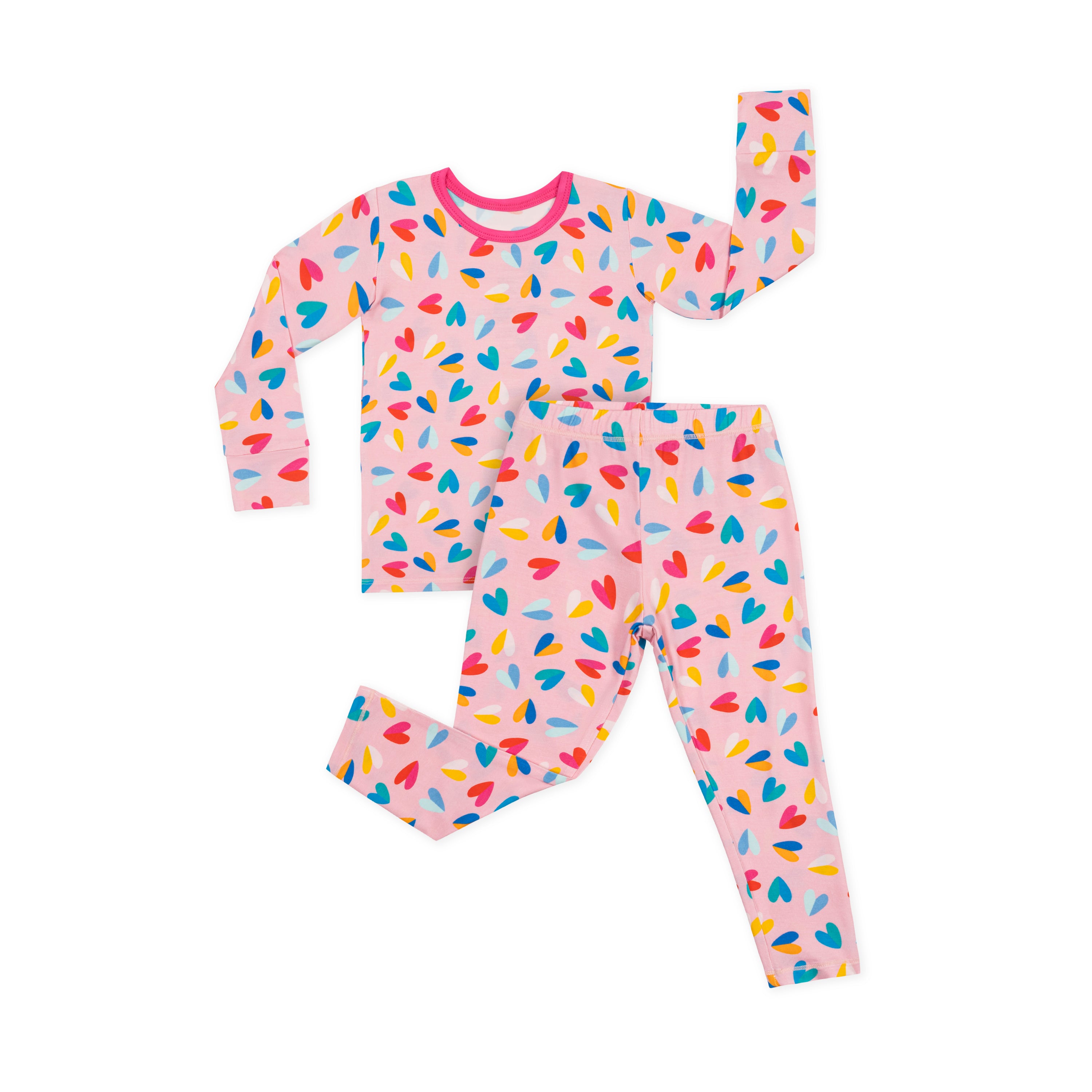 Two Tone Hearts Long Sleeve Jammies Set