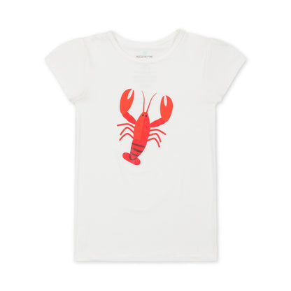 Cap Sleeve Tee - White with Lobster/Crawfish Screen