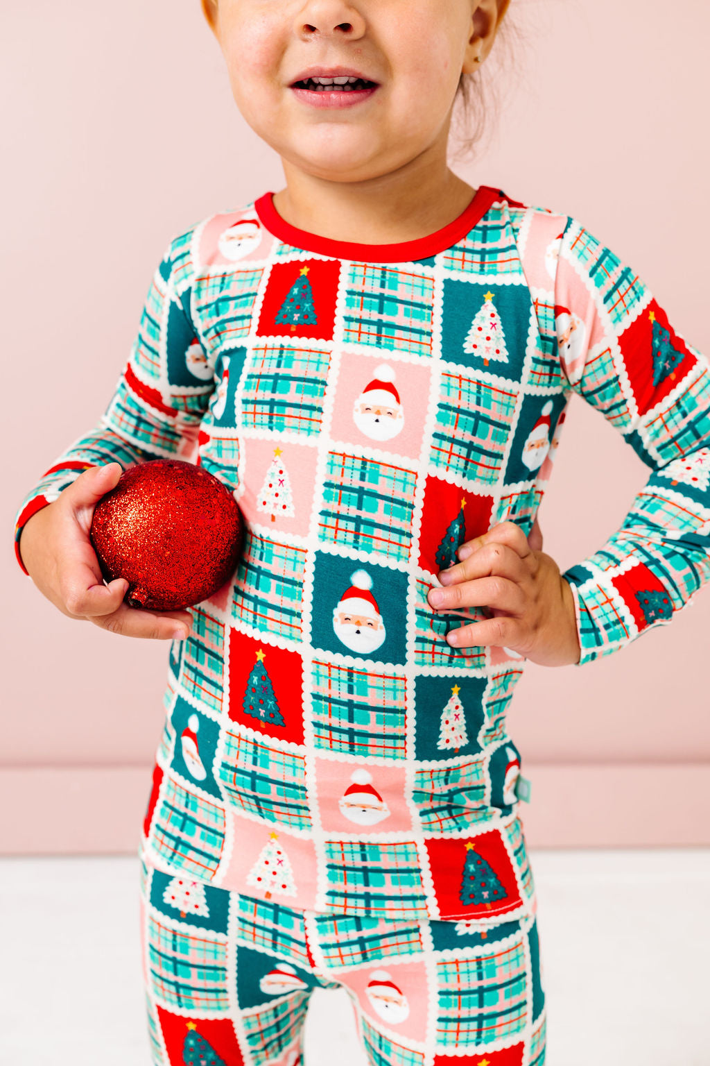 Patchwork Santa Long Sleeve Jammies Set