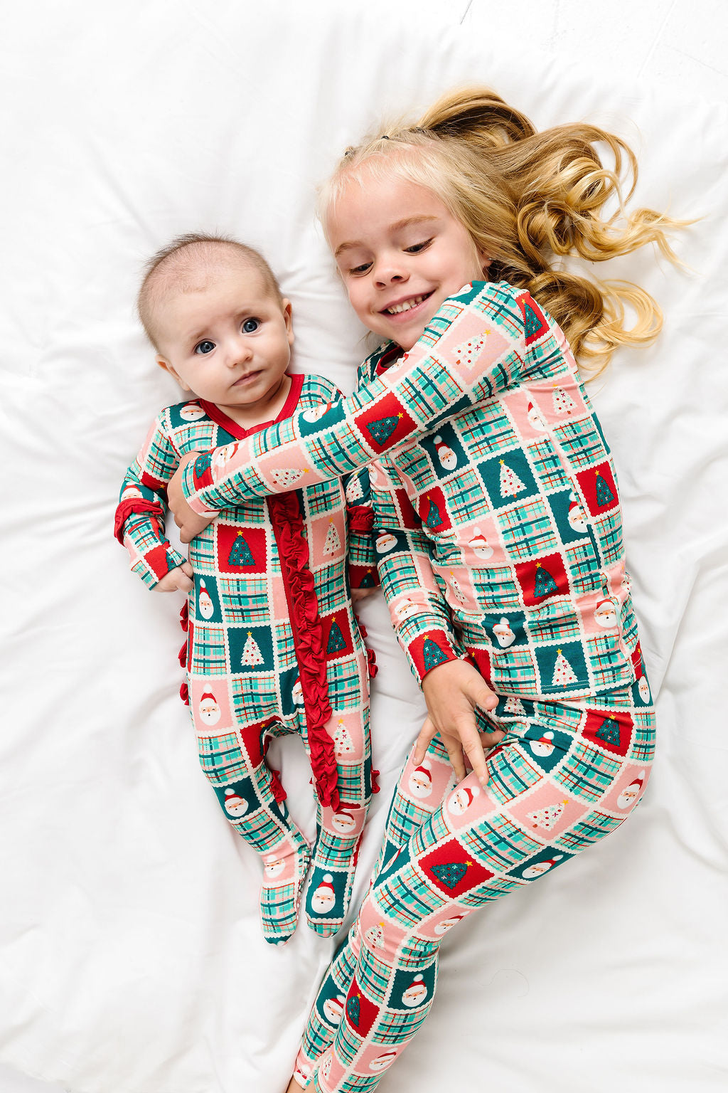 Patchwork Santa Long Sleeve Jammies Set