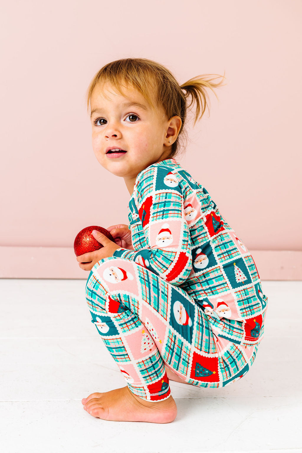 Patchwork Santa Long Sleeve Jammies Set