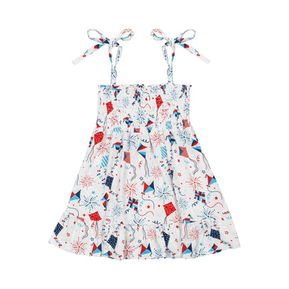 Kites Tie Smocked Sleeveless Dress