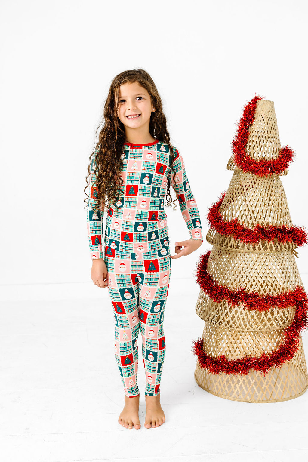 Patchwork Santa Long Sleeve Jammies Set