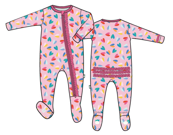 Two Tone Hearts Ruffle Footy