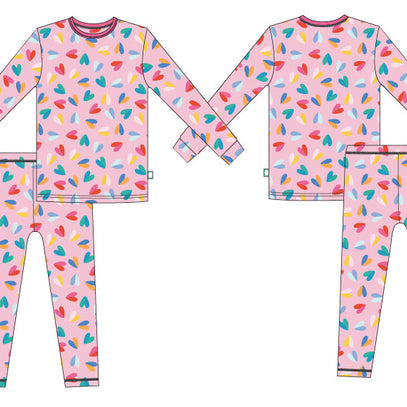 Two Tone Hearts Long Sleeve Jammies Set