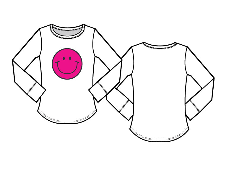 Long Sleeve Scoop Tee - SMILEY