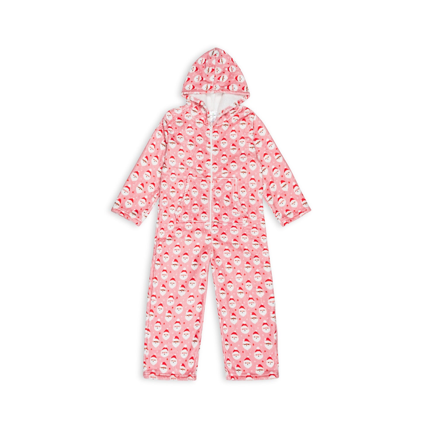 Plush Long Sleeve Onesie-Vintage Santa Pink