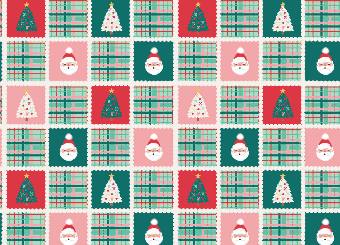 Patchwork Santas Ruffle Footy