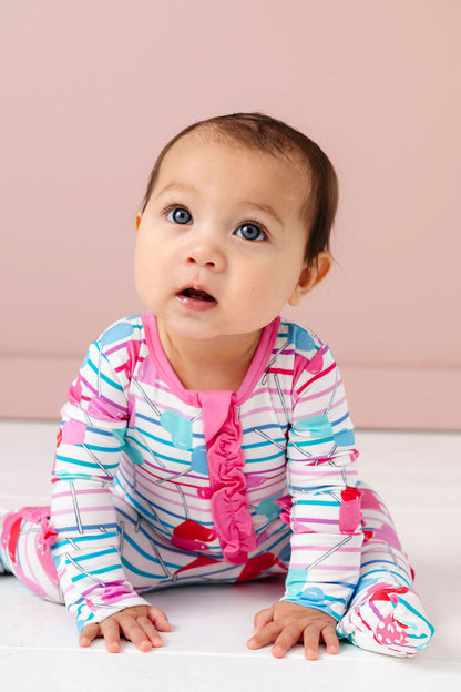 Lollipop Hearts Ruffle Footie