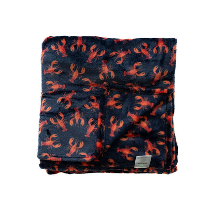 Plush Blanket-Navy Lobsters