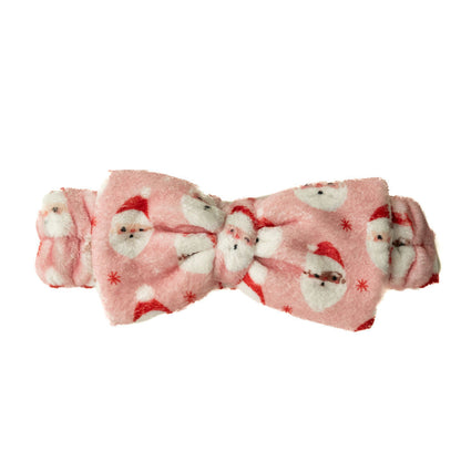 Plush Bow-Vintage Santa Pink