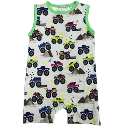 Monster Trucks Sleeveless Shortie Romper