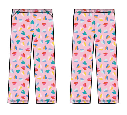 Plush Pants-Two Tone Hearts