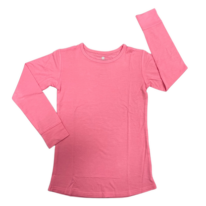 Long Sleeve Scoop Tee - Dazzle Pink