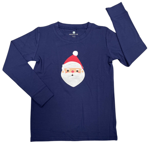 Long Sleeve Screen Tee - Navy Santa