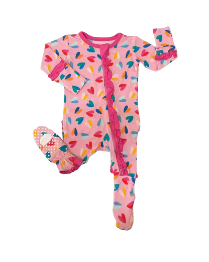 Two Tone Hearts Ruffle Footy