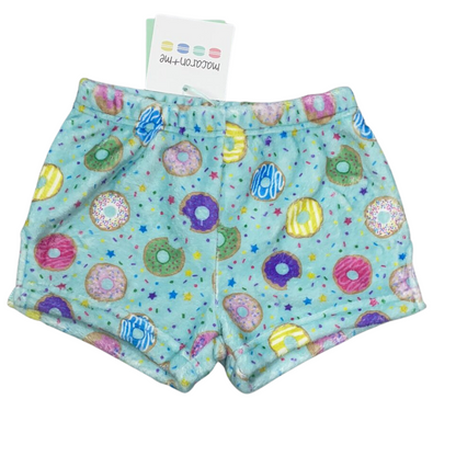 Plush Shorts-Turquoise Donuts