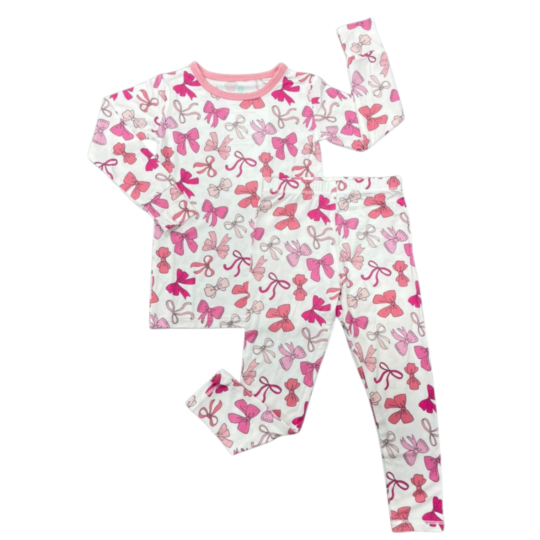 Pink Bows Long Sleeve Jammies Set