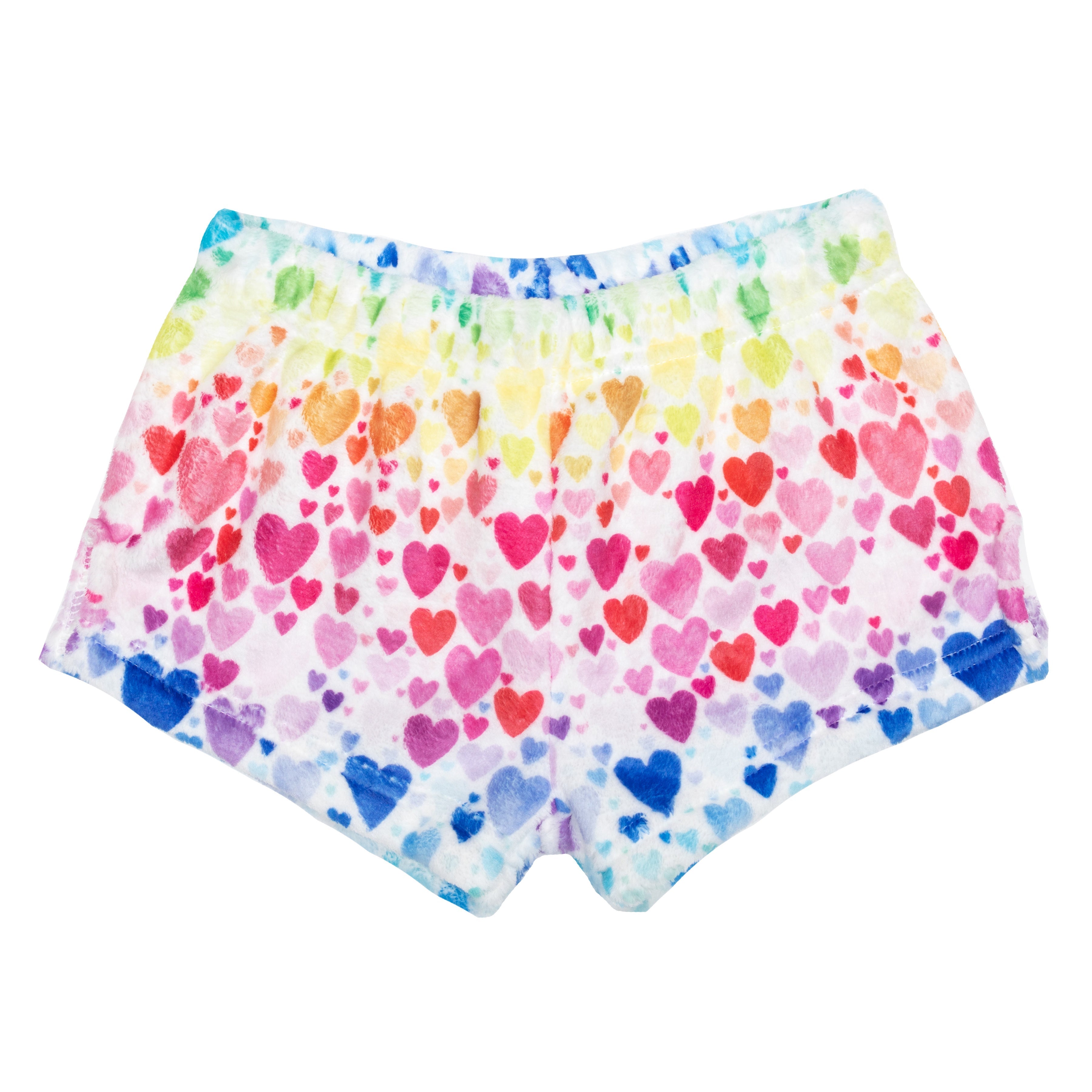 Plush Shorts-Rainbow Hearts
