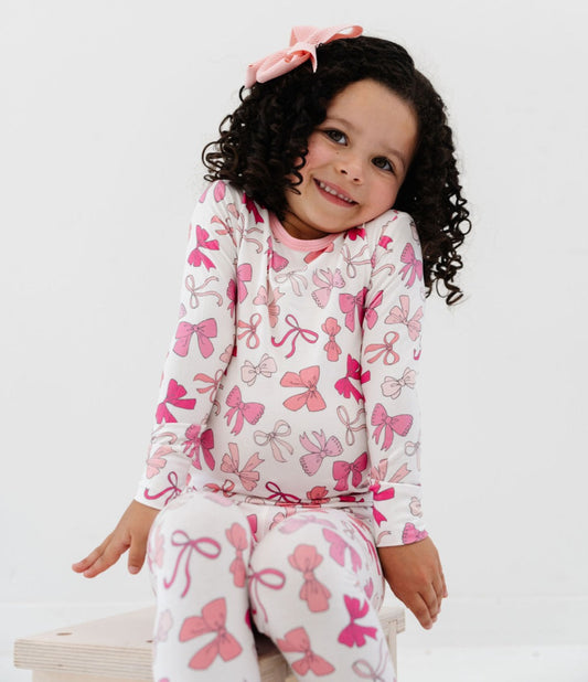 Pink Bows Long Sleeve Jammies Set